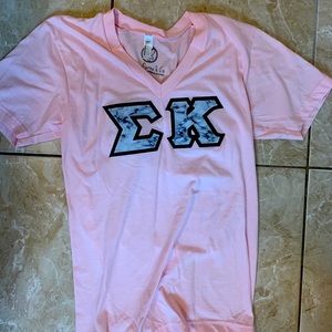 Light Pink Stitched Sigma Kappa T-shirt